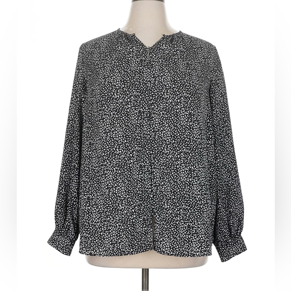 Nine West Black and White Patterned Blouse